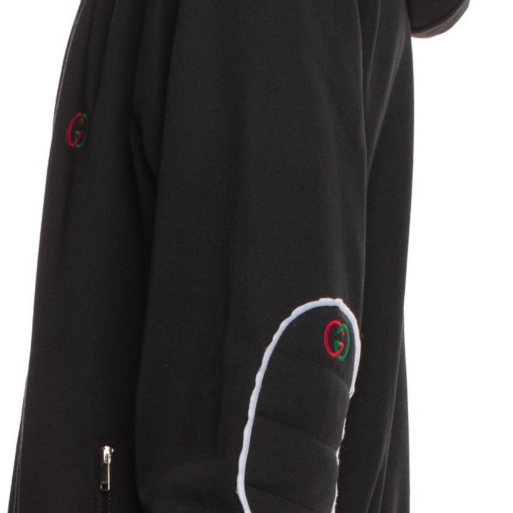 🔥 Gucci Men’s EUC Black Zip Hoodie/Jacket w/ GG logos & elbow pads, large - Picture 2 of 14